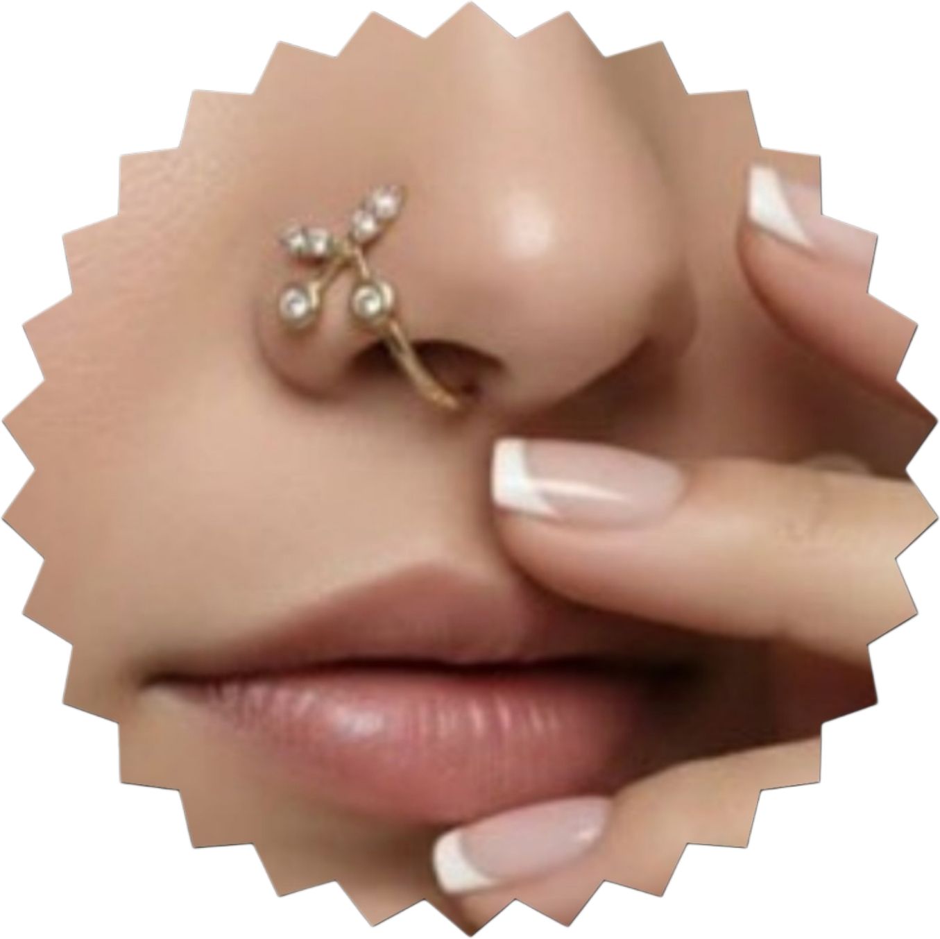 Gold Floral Branch Nose Pin with CZ Stones