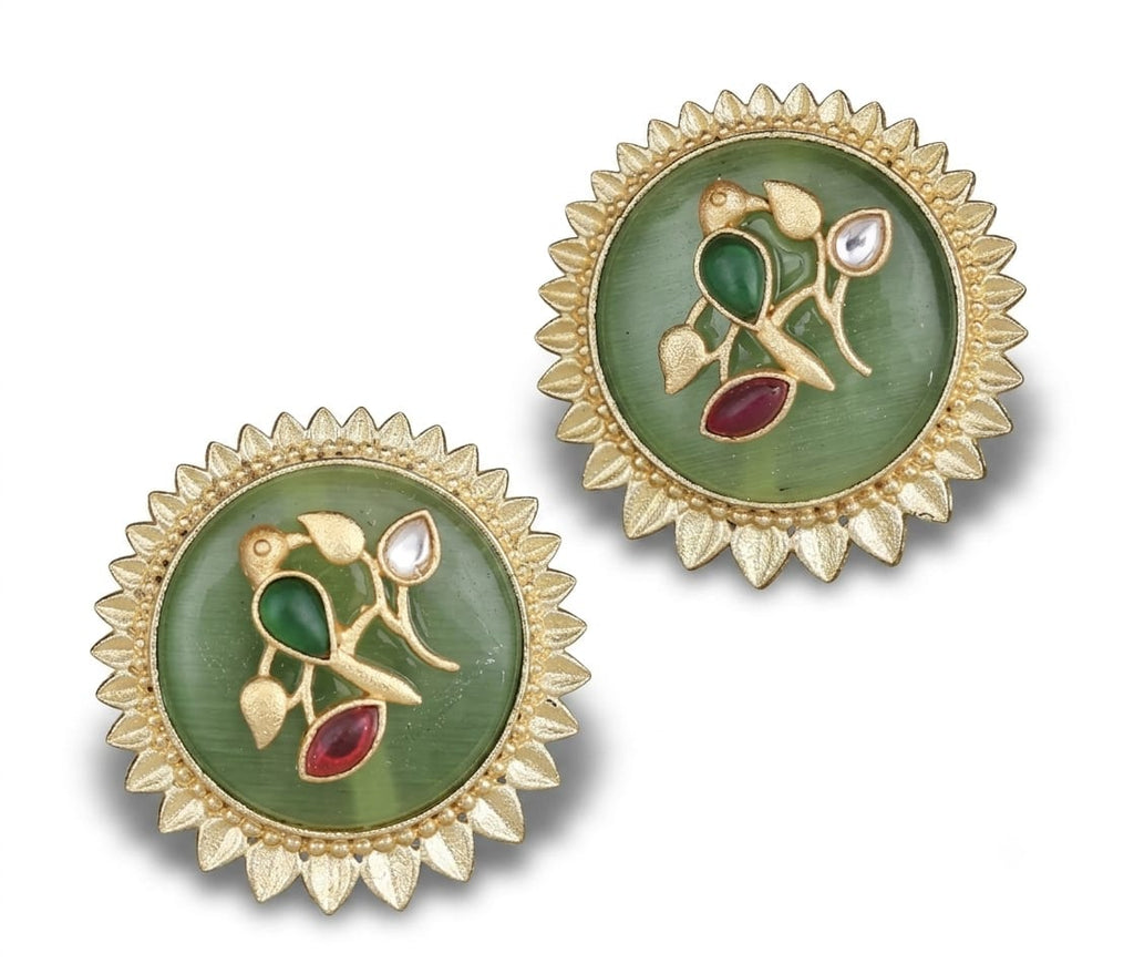 Jade Kundan Stud Earrings