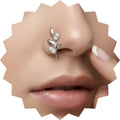 Silver Leaf Nose Pin with Crystal Accents