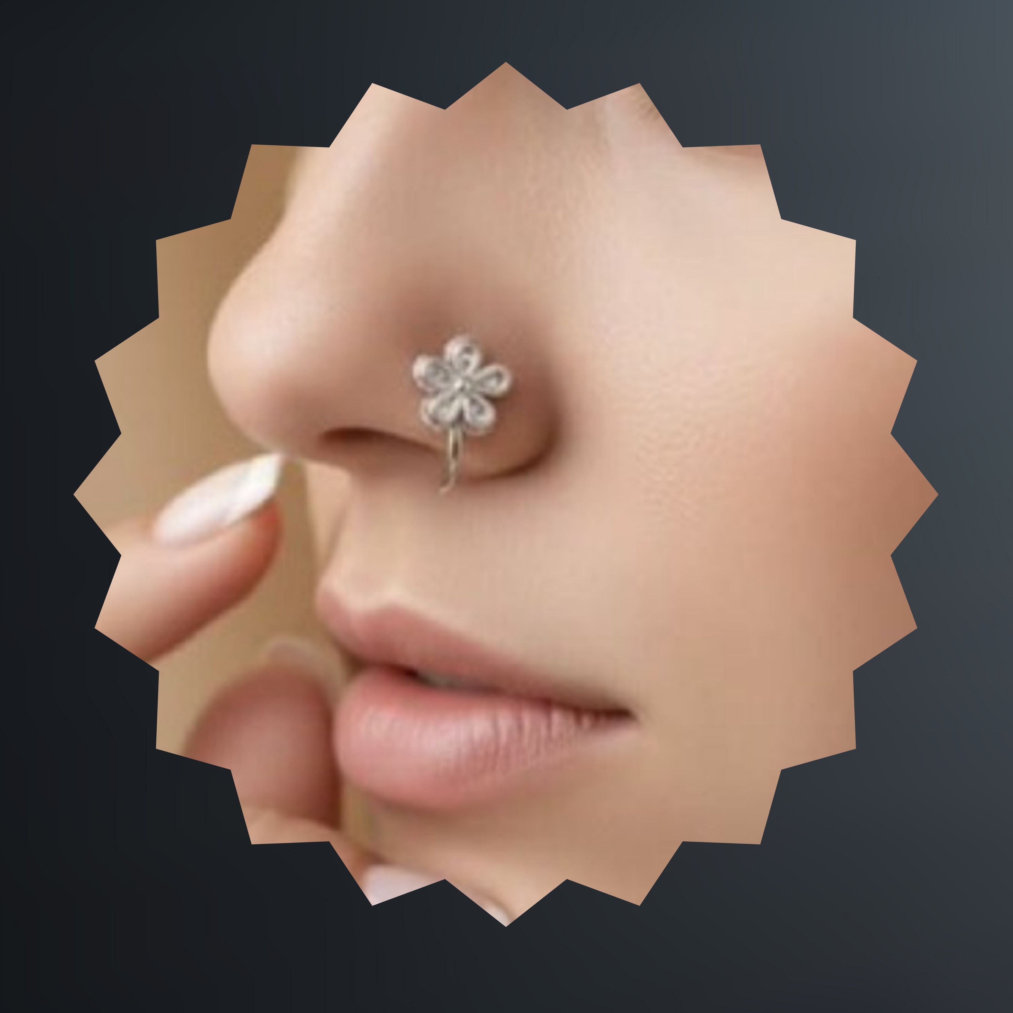 Silver Filigree Flower Nose Pin