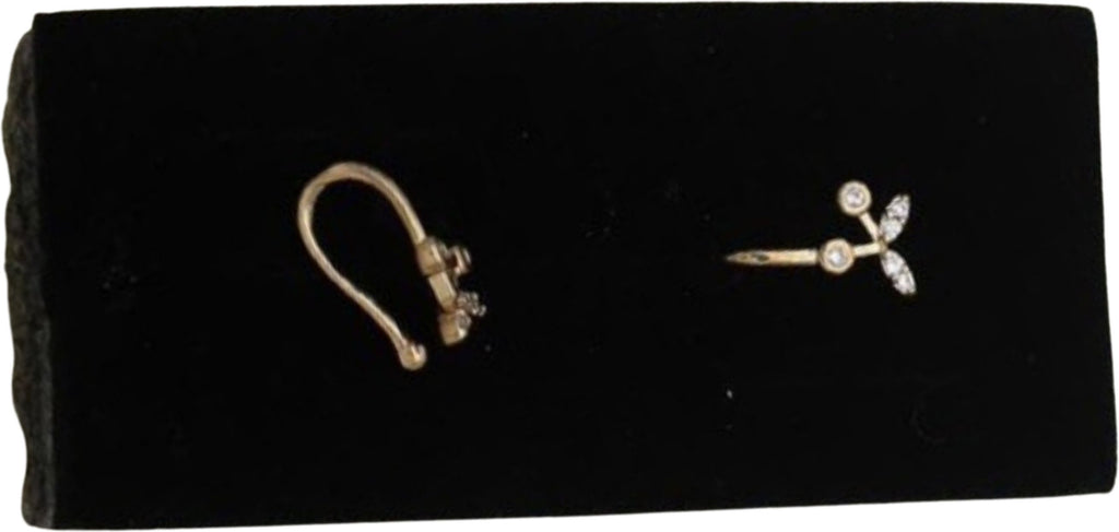 Gold Floral Branch Nose Pin with CZ Stones