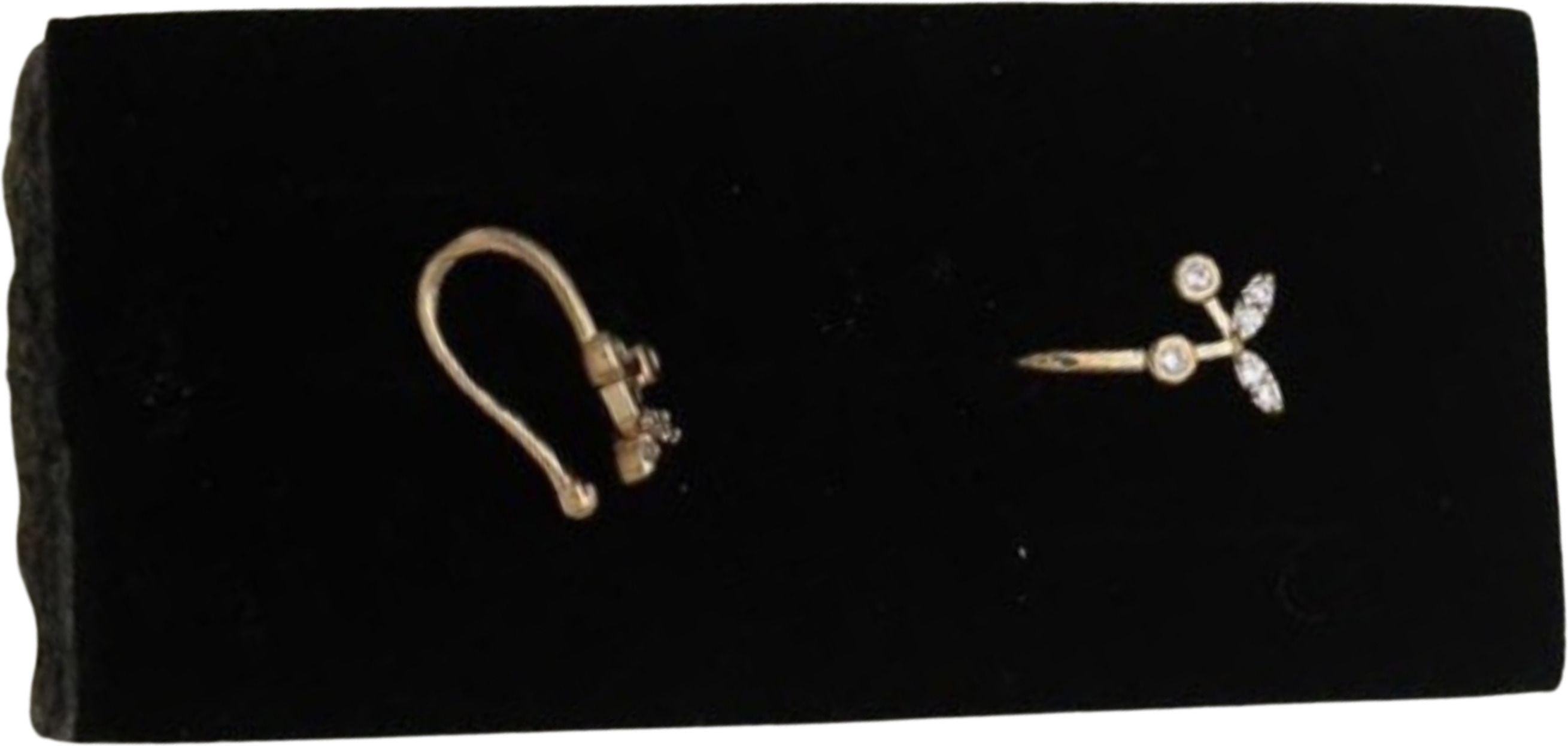 Gold Floral Branch Nose Pin with CZ Stones