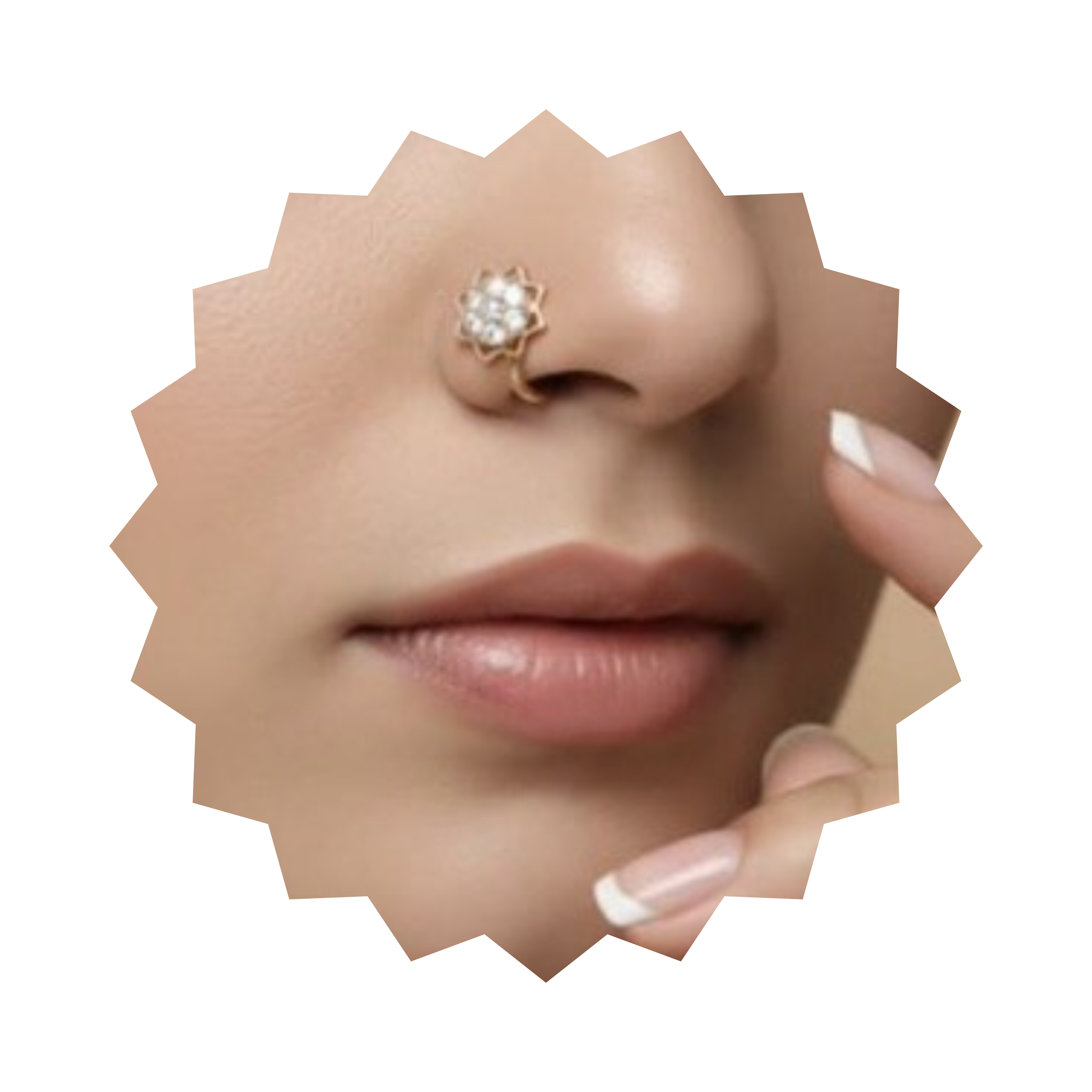 Rose Gold Flower Nose Pin with Crystal Stone