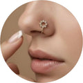 Gold Circle Nose Ring with Pearl Bead Halo