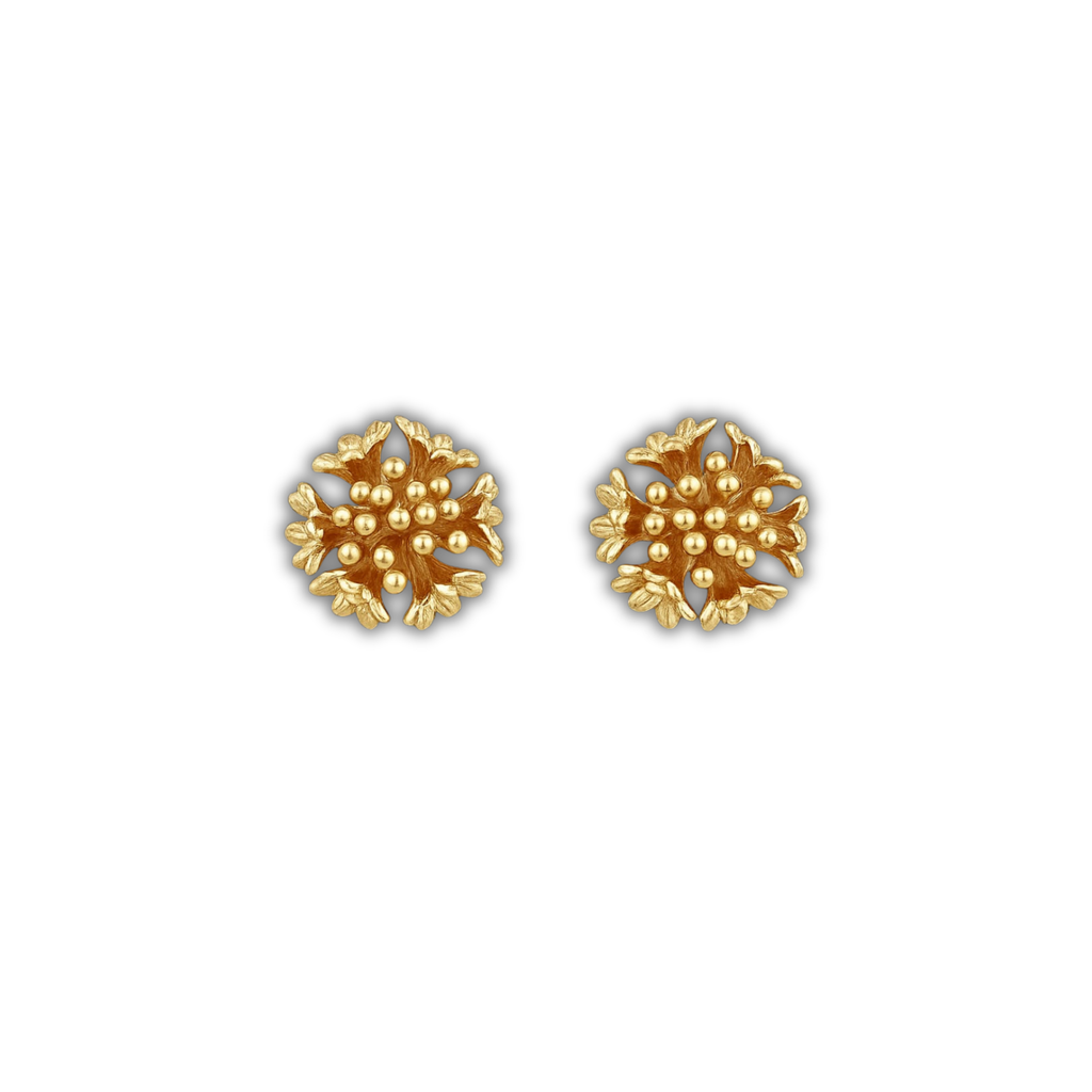 Gold Floral Cluster Stud Earrings