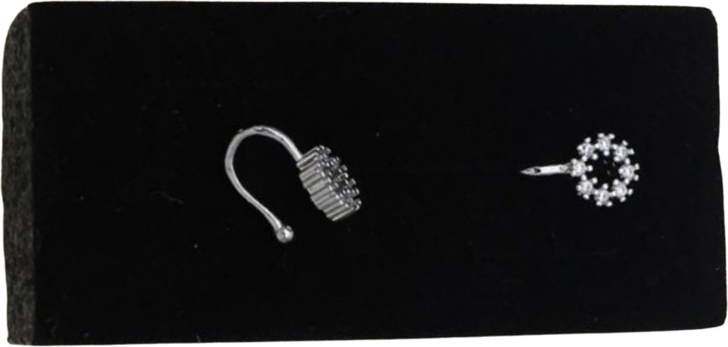 Silver Crystal Halo Nose Pin