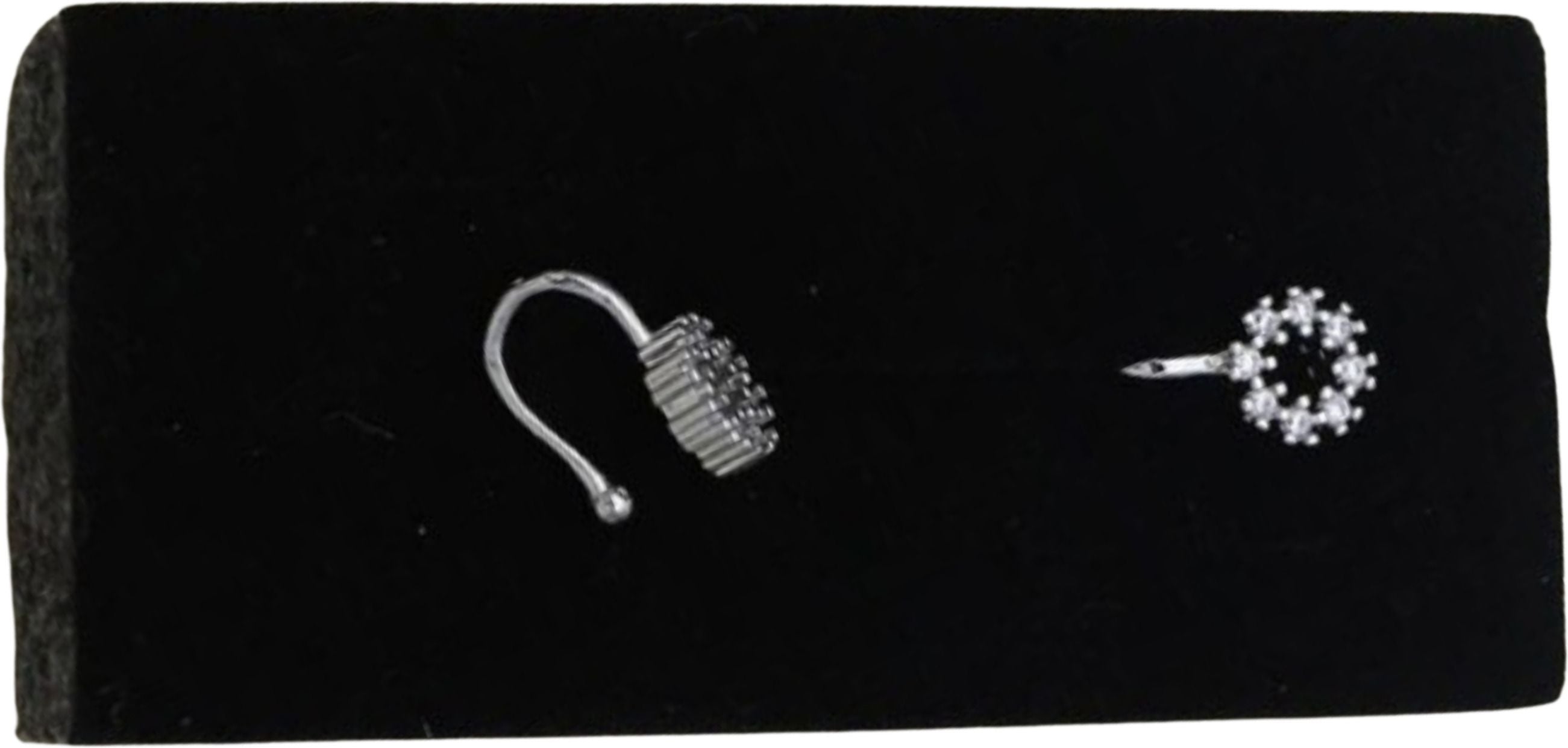 Silver Crystal Halo Nose Pin