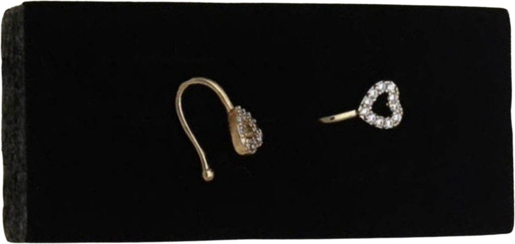 CZ Stone Heart Outline Nose Pin