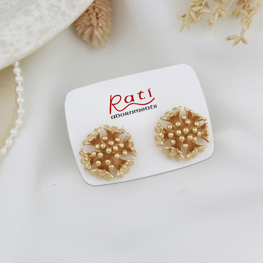 Gold Floral Cluster Stud Earrings