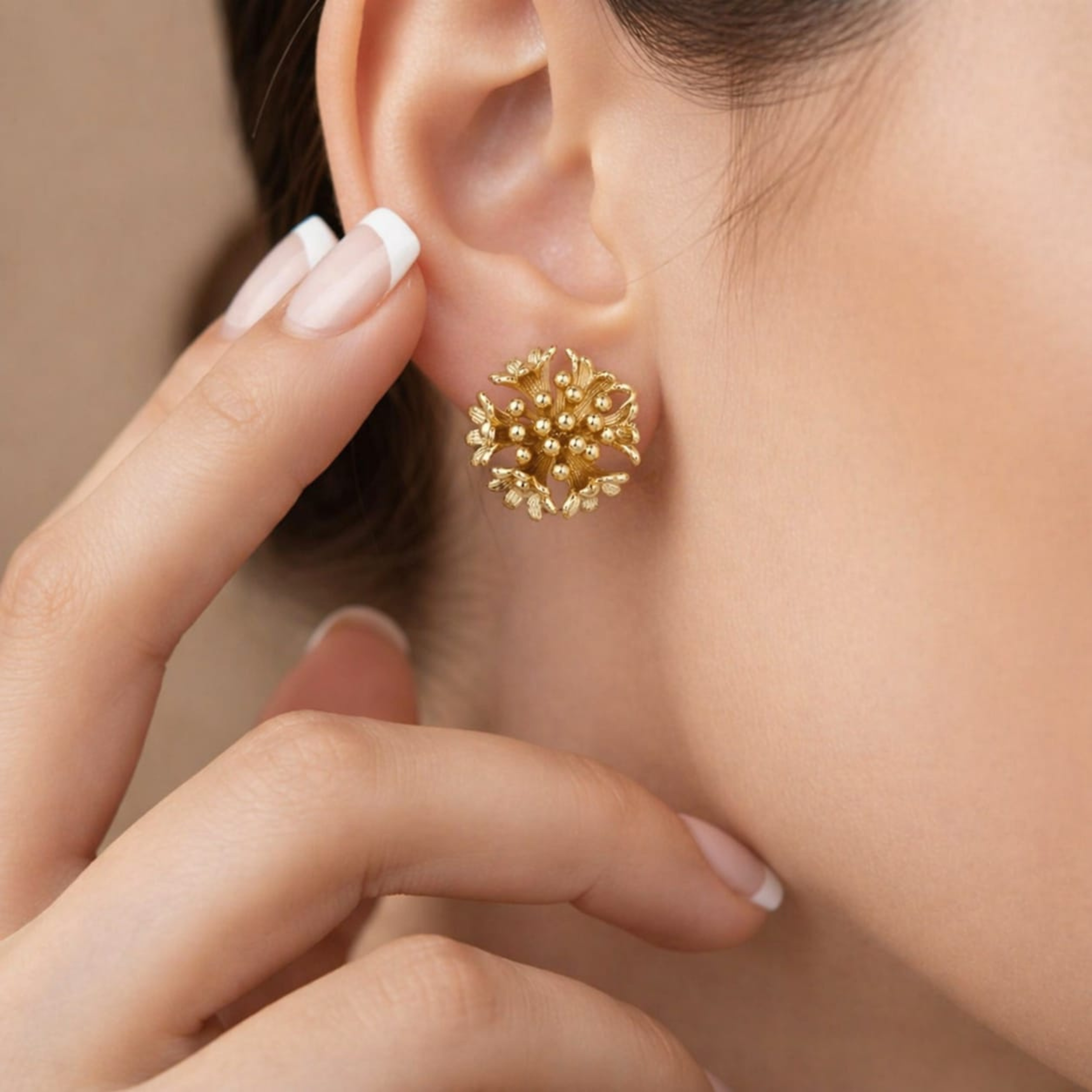 Gold Floral Cluster Stud Earrings