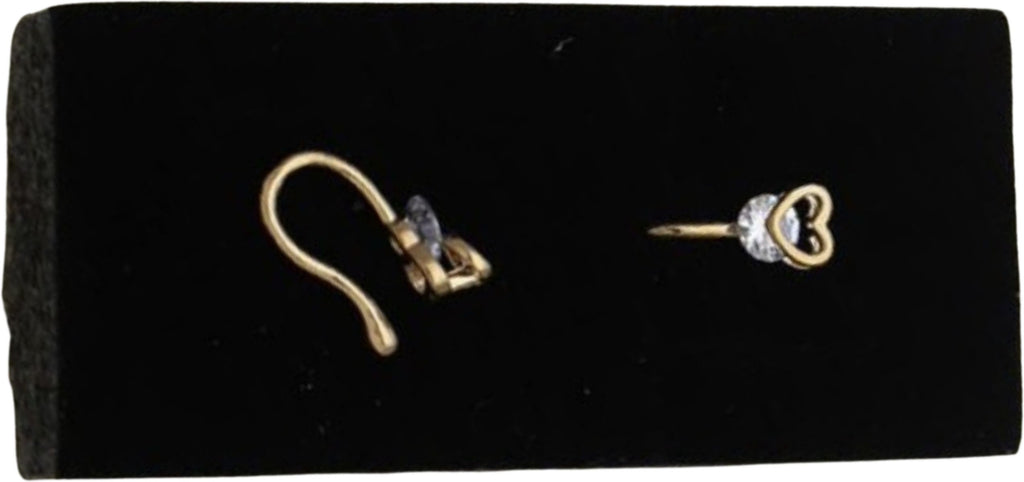 Gold Heart Nose Pin with CZ Stone