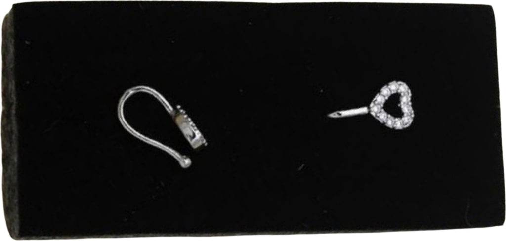 Silver CZ Heart Nose Pin