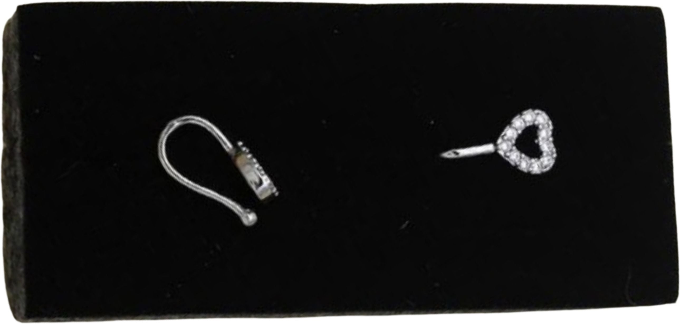 Silver CZ Heart Nose Pin