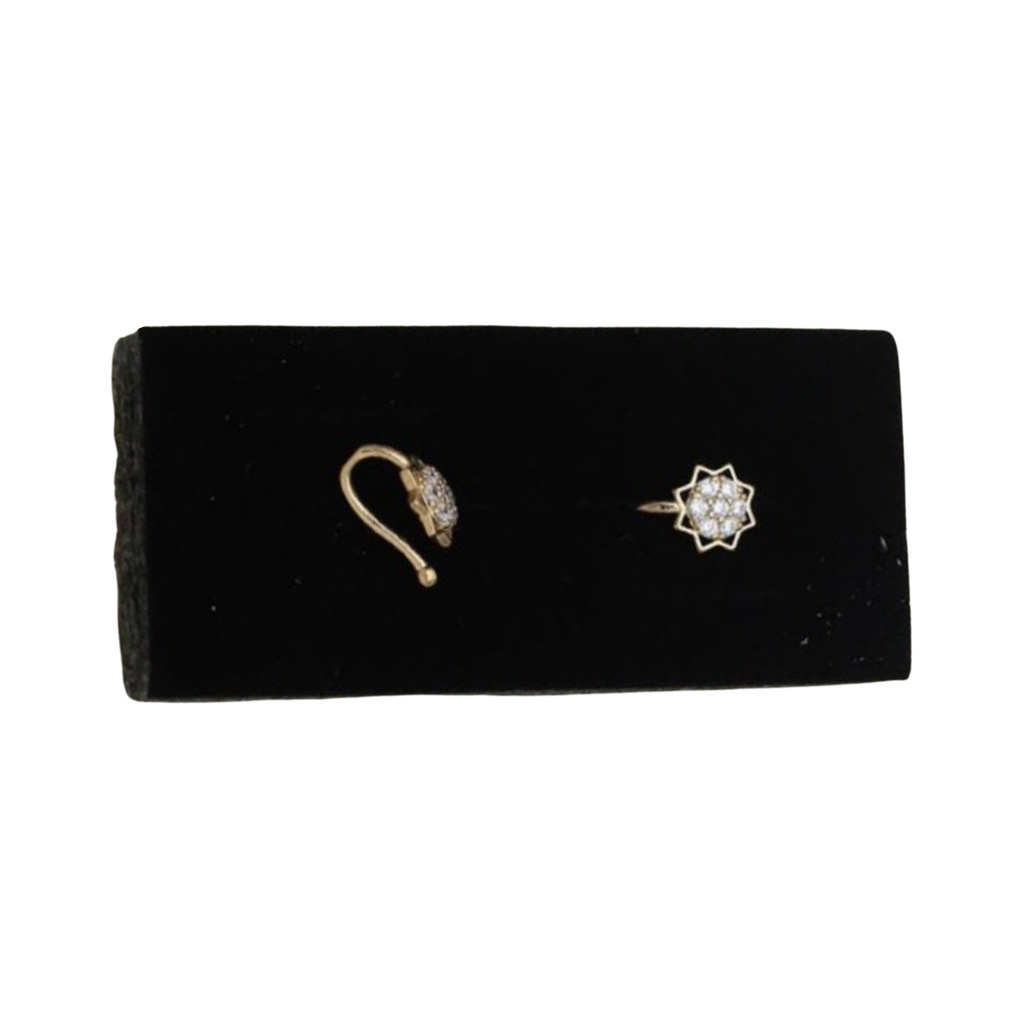 Rose Gold Flower Nose Pin with Crystal Stone