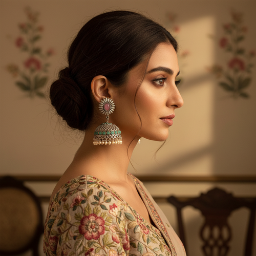 Oxidised Jhumka Earrings