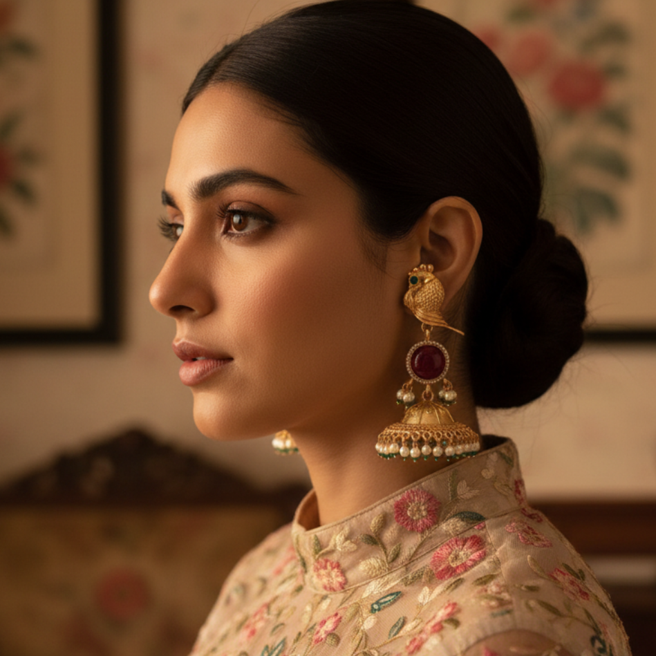 Traditional Peacock Jhumka Earrings