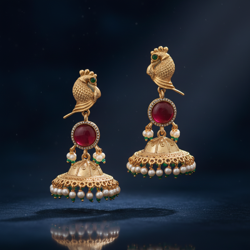Traditional Peacock Jhumka Earrings
