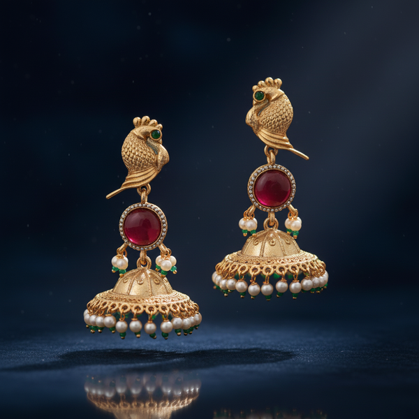 Traditional Peacock Jhumka Earrings