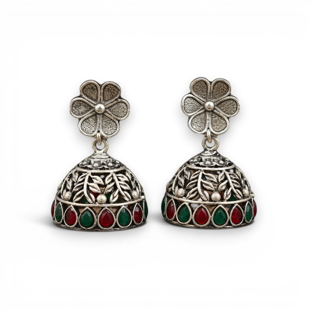 oxidize Jhumka Red & Green
