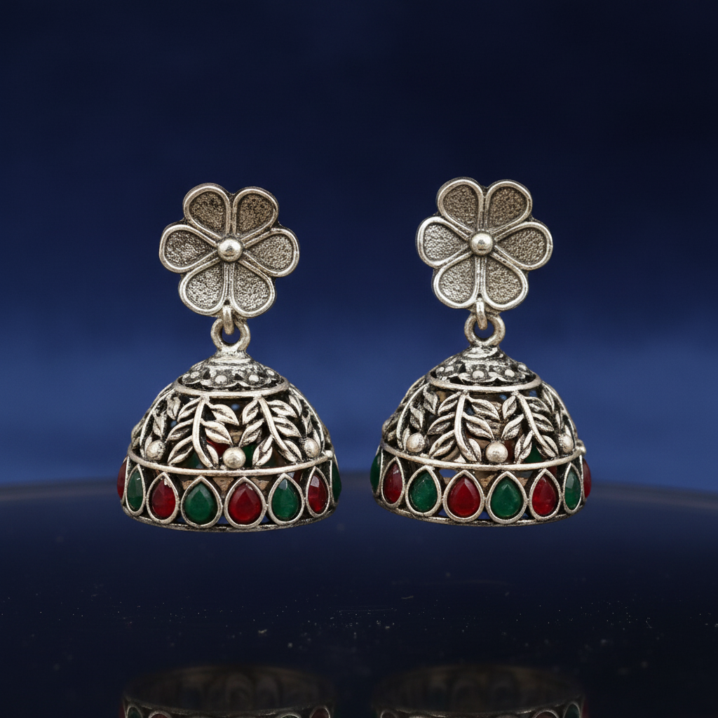 oxidize Jhumka Red & Green