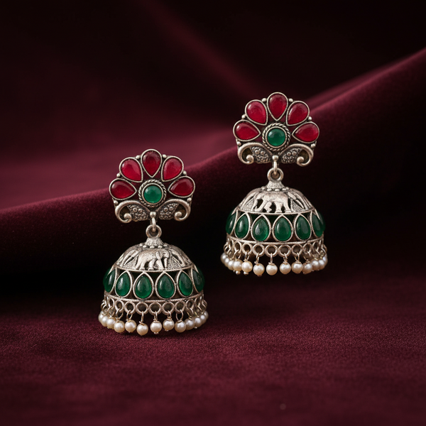 Oxidised Silver Jhumka