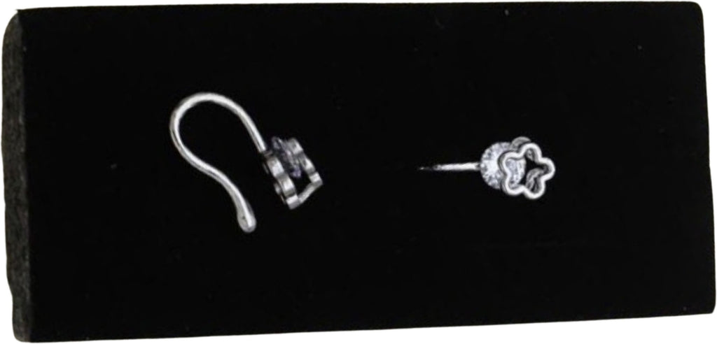 Silver Open Flower Nose Pin with CZ Centre Stone