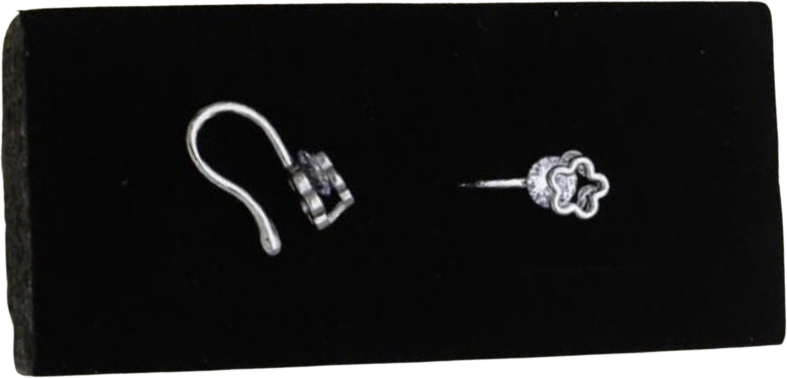 Silver Open Flower Nose Pin with CZ Centre Stone