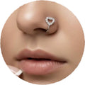 Silver CZ Heart Nose Pin
