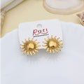 Gold Sun Burst Stud Earrings