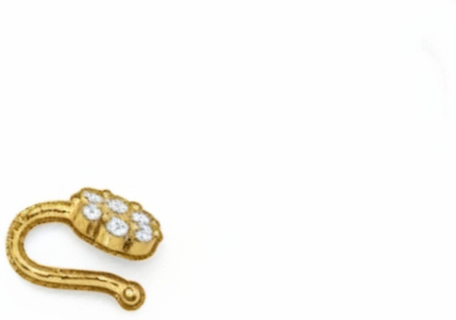 Gold Circular Floral Nose Pin with CZ Stones