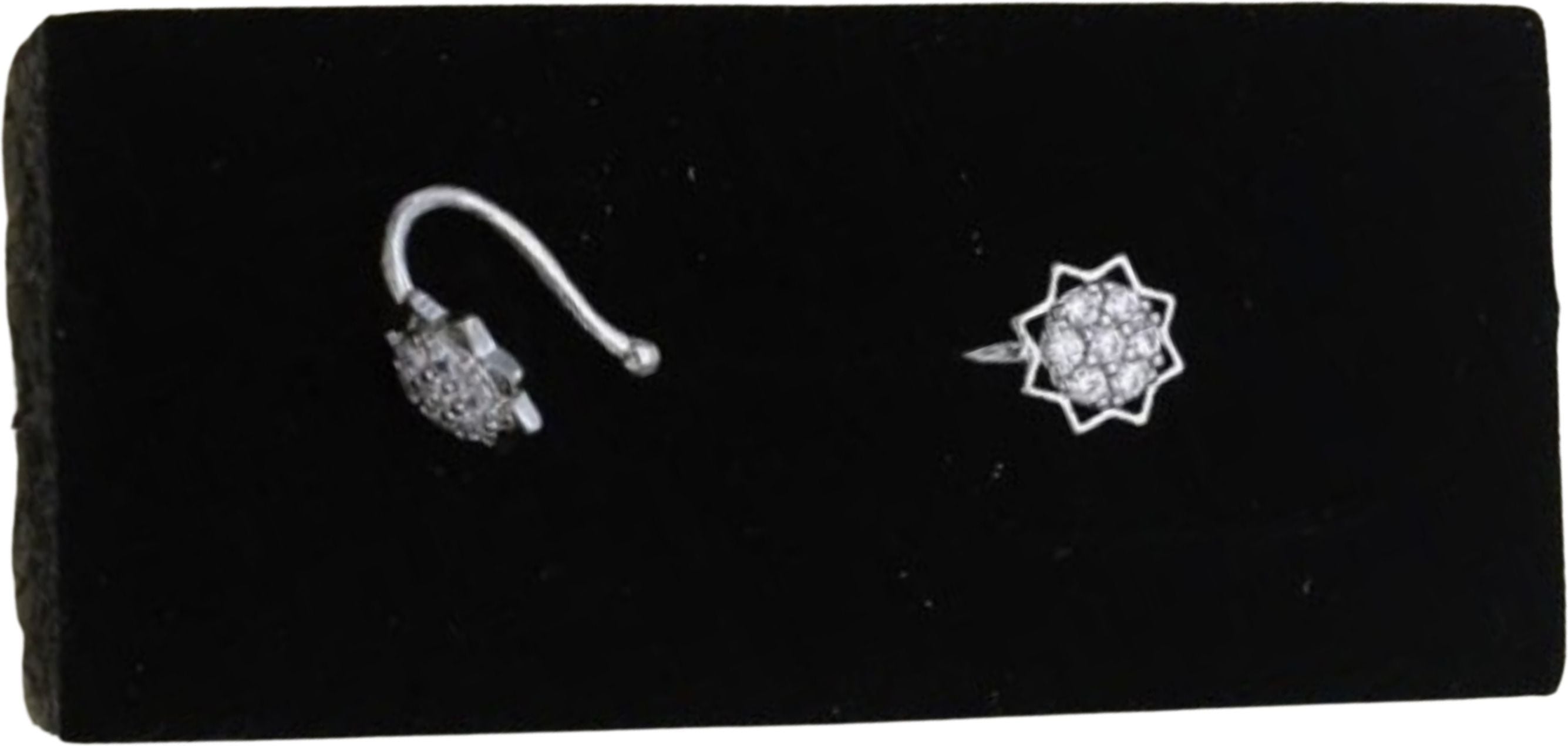 Silver Lotus Nose Pin with Crystal Stones
