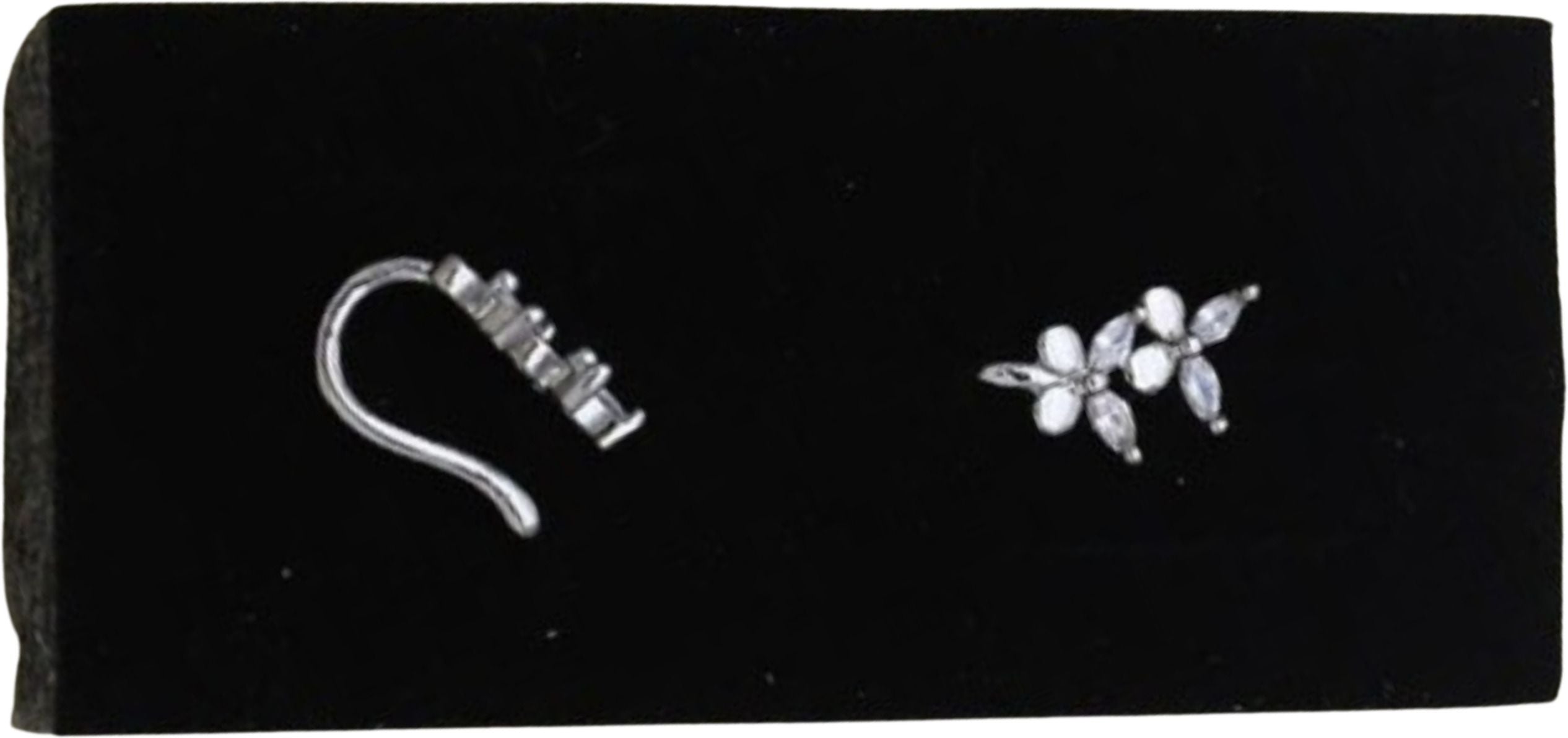 Silver Five Petal Marquise CZ Flower Nose Pin