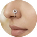 Silver Open Flower Nose Pin - Minimalist Design