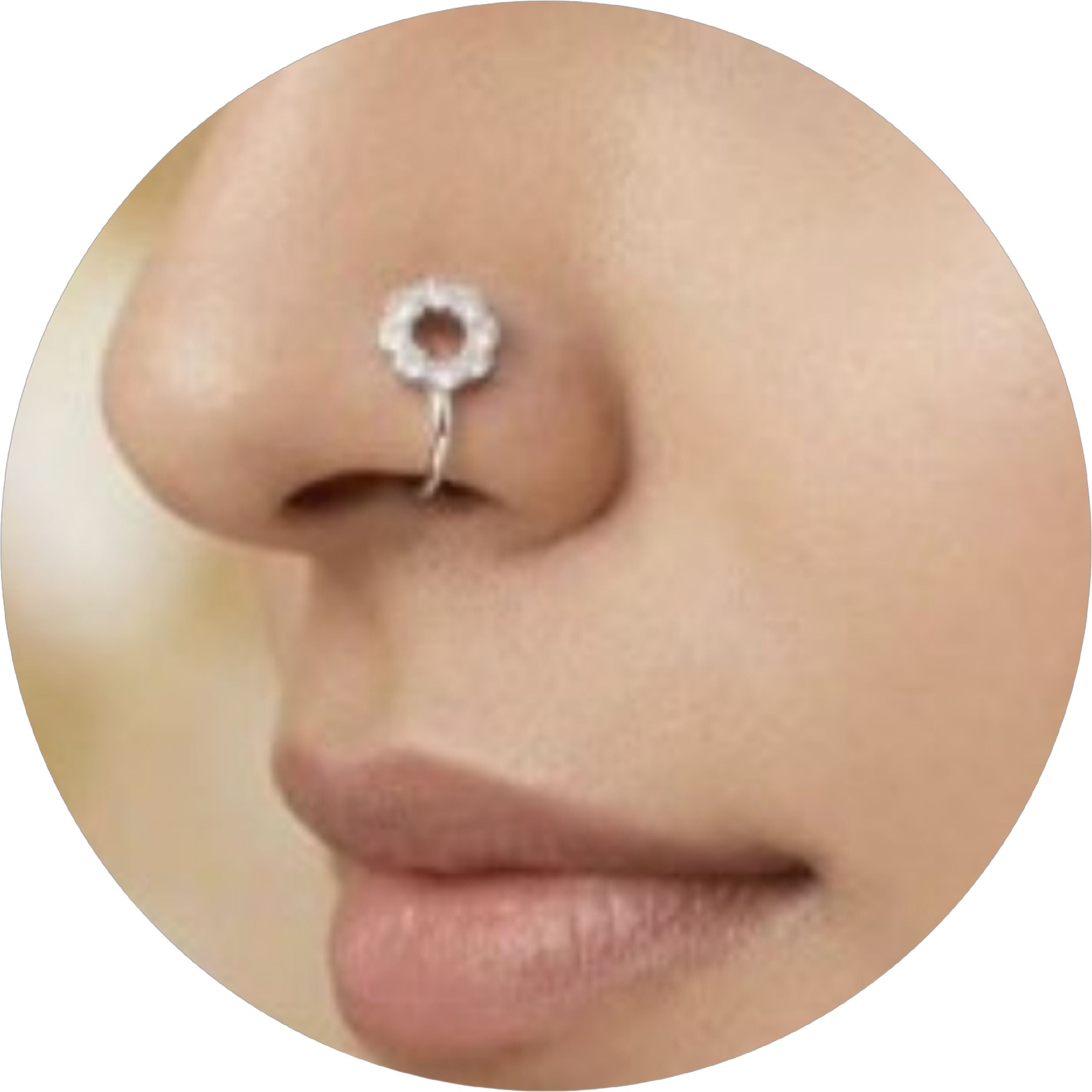 Silver Open Flower Nose Pin - Minimalist Design