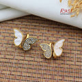 Gold Mother of Pearl & Crystal Butterfly Stud Earrings