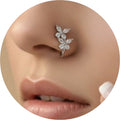 Silver Five Petal Marquise CZ Flower Nose Pin