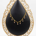 Gold Pink Teardrop Stone Charm Necklace