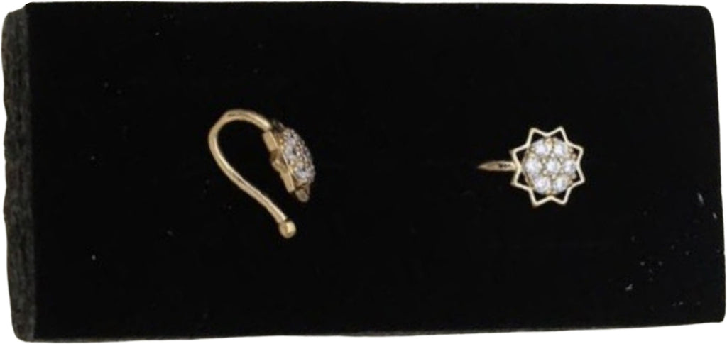 Gold Lotus Nose Pin with Crystal Stone