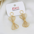 Gold Wire Bow Drop Earrings – 3D Sculptural Dangles