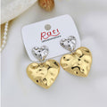 Two-Tone Hammered Heart Drop Earrings