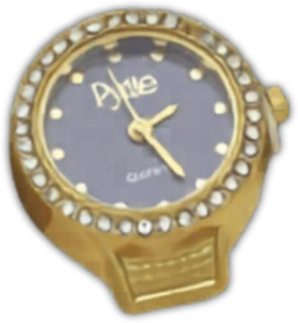 Gold CZ Bezel Quartz Ring Watch