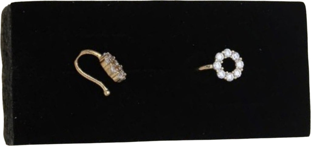 Gold Circular Floral Nose Pin with CZ Stones