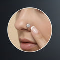 Silver Lotus Nose Pin with Crystal Stones