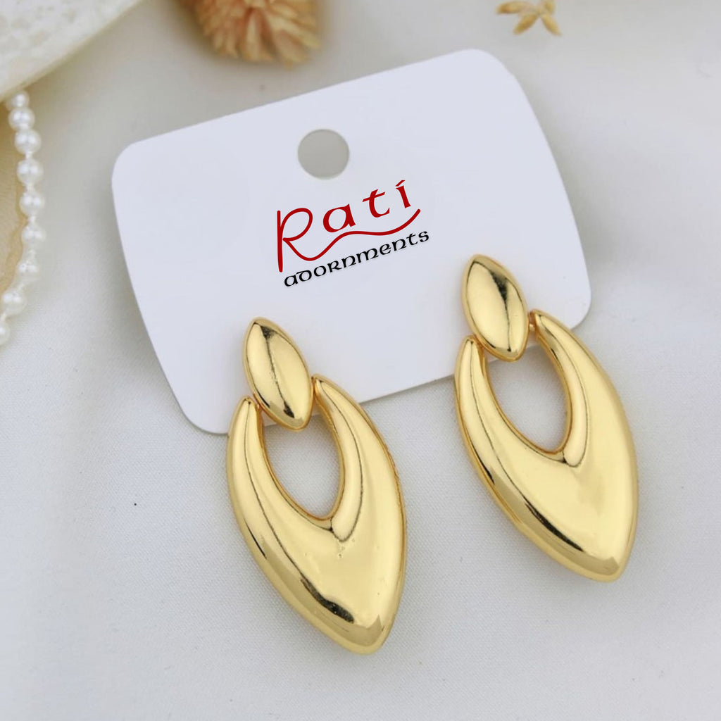 Gold Oval Door Knocker Drop Earrings