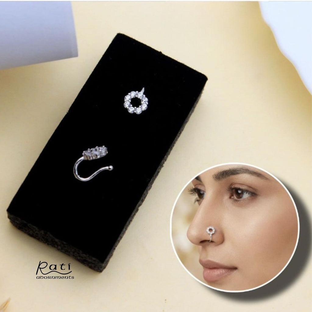 Silver Open Flower Nose Pin - Minimalist Design