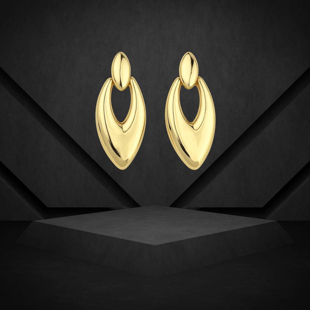Gold Oval Door Knocker Drop Earrings