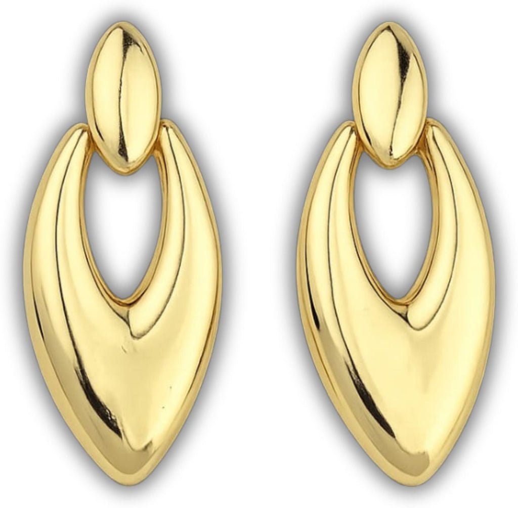 Gold Oval Door Knocker Drop Earrings