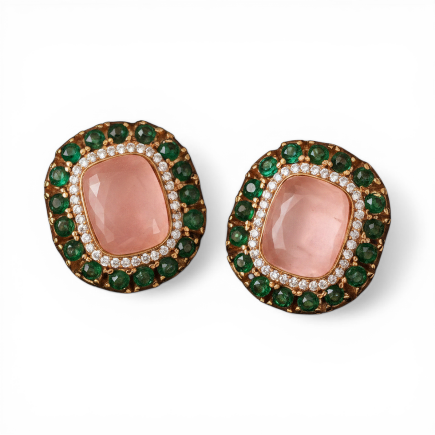 Pink Cushion Cut Earrings