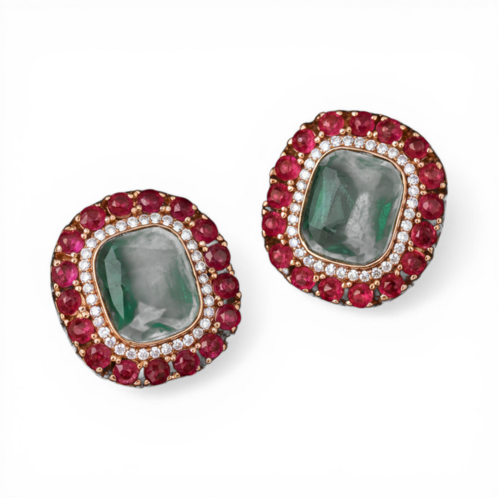 Pink Cushion Cut Earrings