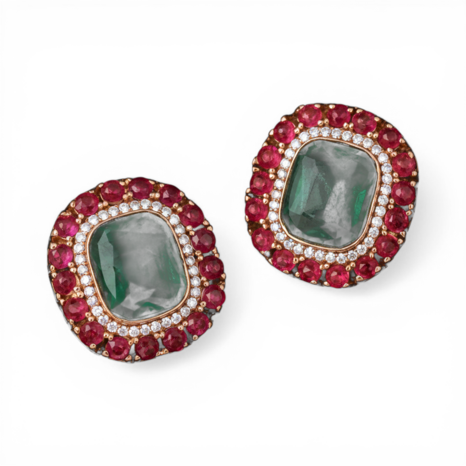 Pink Cushion Cut Earrings